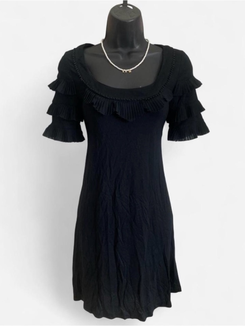 Y2k Vintage Juicy Couture Black Cocktail Dress with Ruffle Sleeves